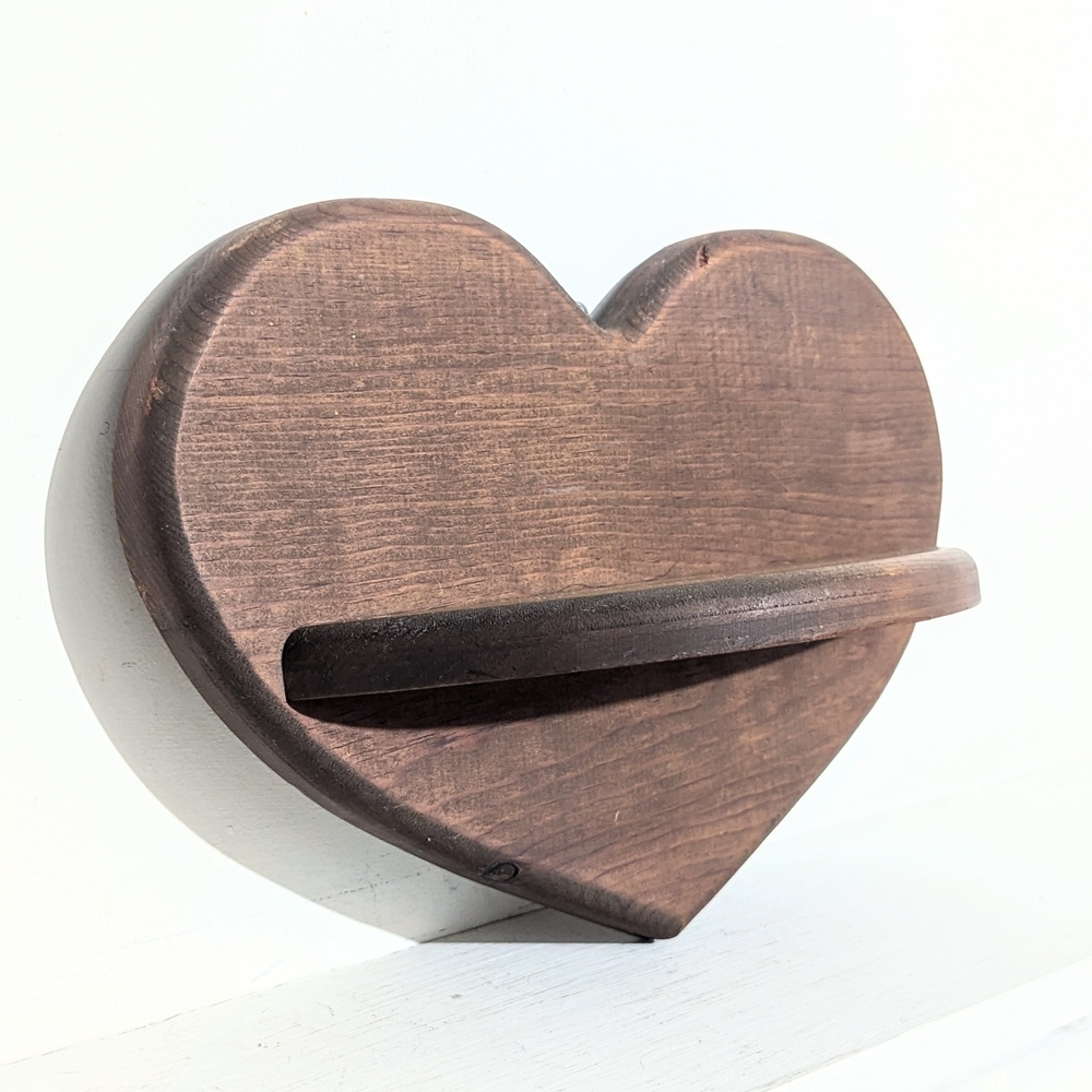 Vintage Wood Heart Shelf Small Wood Heart Shelve Knickknack Shelf Rustic 90s - Picture 2 of 6